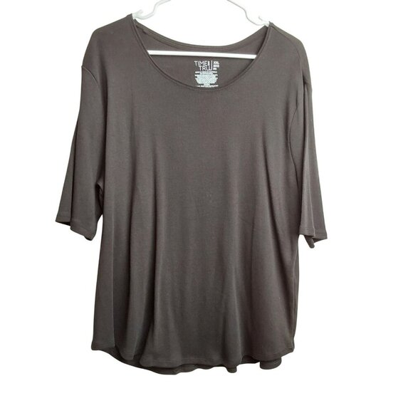 Time & Tru chocolate scoop neck T-shirt, Size XXL - Picture 1 of 4